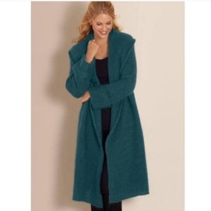 Soft Surroundings Telluride Topper Teal Wool Mohair Duster long cardigan